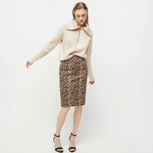 J Crew No 2 Pencil Skirt Leopard Stretch Cotton 6